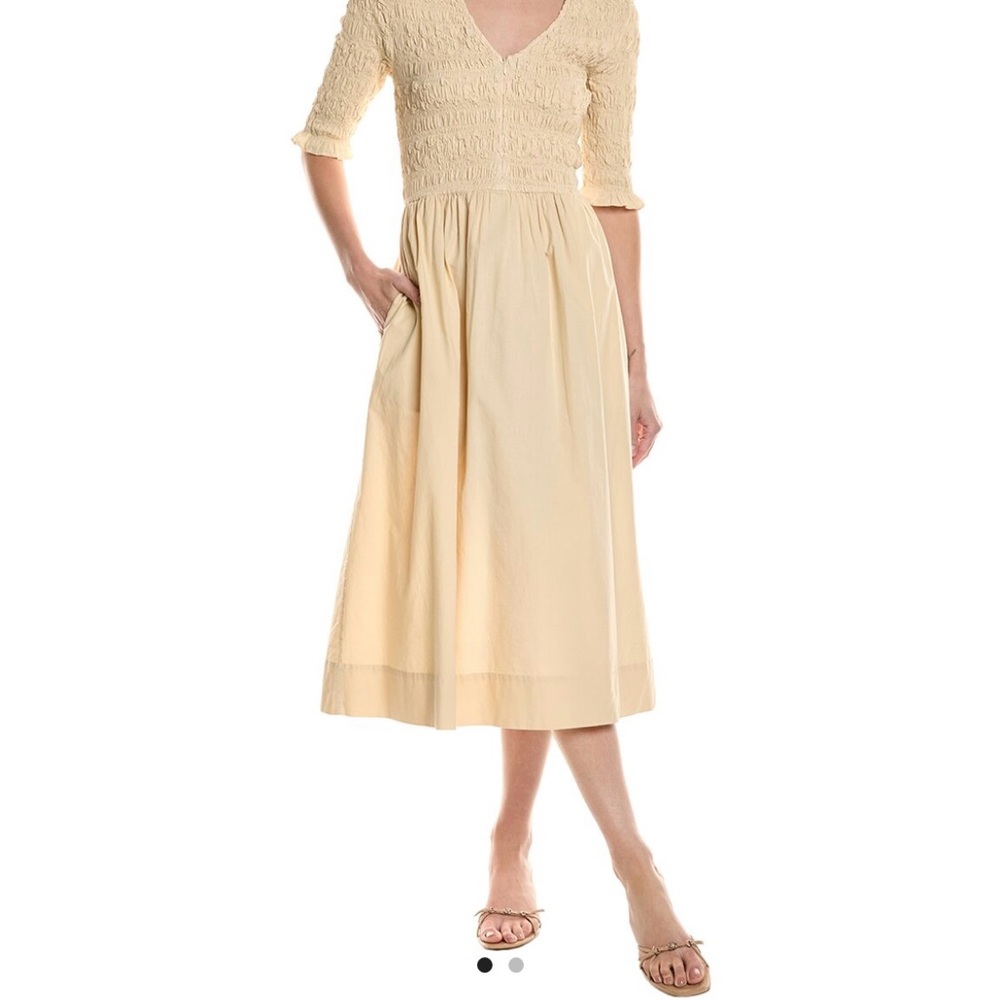 Sea New York Tan V-Neck Midi Sundress